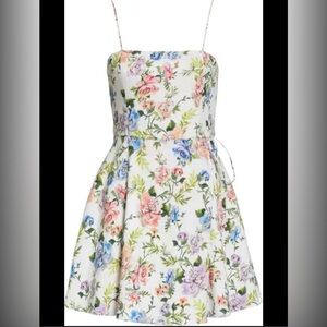 Alice + Olivia White Floral Spaghetti Strap Sundress